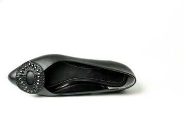 women's shoes, heels, patent leather, suede and classic models in white background