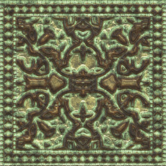 3D vintage metal work- antique metal. Corrosion background- pattern abstract