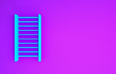 Blue Wooden staircase icon isolated on purple background. Minimalism concept. 3d illustration 3D render © Oksana