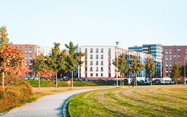 Obraz premium Apartment houses residential home complex architecture and outdoor facilities