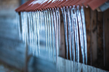 Icicles formed on a roof after the temperatures increased, melting the snow and decreased again