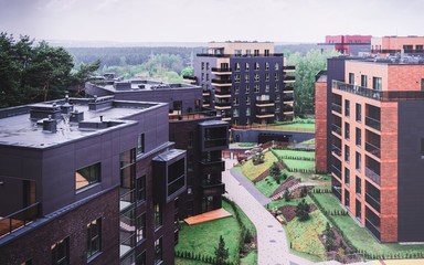 Complex of European residential apartment buildings