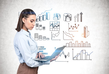 Woman with laptop, types of graphs