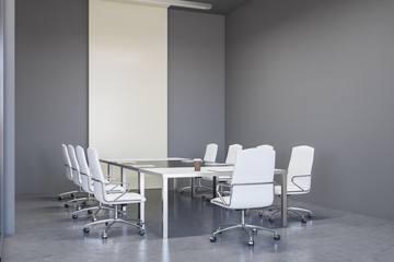 Gray and white conference room interior
