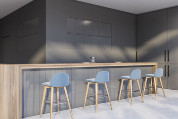 Gray pub corner with bar counter