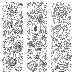 Flowers March 8. Doodle pattern. Vector icons for women.
