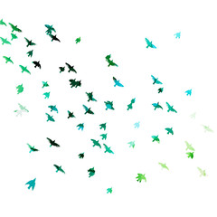 A flock of flying blue birds. Mixed media . Vector illustration