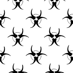 Biohazard symbol Seamless Pattern, Hand Drawn icon background. Vector illustration