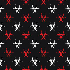 Biohazard symbol Seamless Pattern, Hand Drawn icon background. Vector illustration