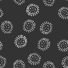 Bacteria or virus Seamless Pattern, Hand Drawn symbol background. Vector illustration