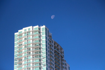 Moon over Miami skyline