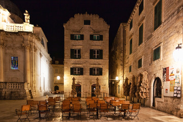 Fototapeta na wymiar Square next to Church of Saint Blaise, Dubrovnik, Croatia