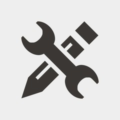 wrench and pencil fix icon vector illustration and symbol for website and graphic design