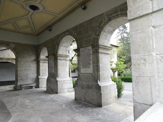 Fototapeta na wymiar stone arches in village church