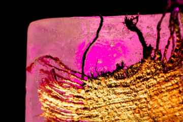 Illuminated Icy Abstract Background in Gold and Magenta Tones