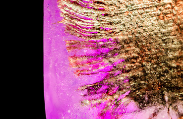 Illuminated Icy Abstract Background in Gold and Magenta Tones