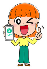 イラスト素材 かわいい 女性 吹き出し ショック Wall Mural はしもとあやね えな屋