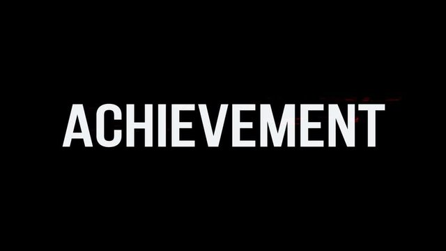 Achievement. Animation of Text With Glitch Effect. Plus Alpha Channel