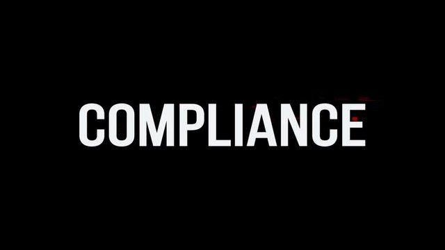 Compliance. Animation of Text With Glitch Effect. Plus Alpha Channel