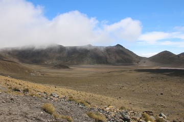 Tongariro crossing in sunny day new zealand