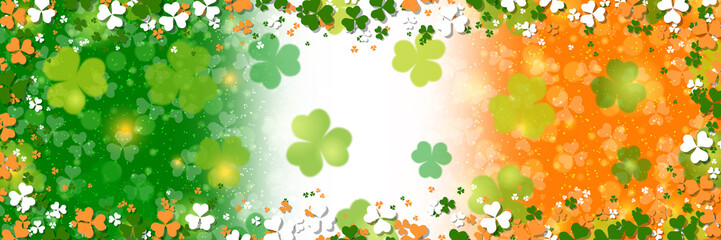 Fototapeta premium St.Patrick's Day colorful vector background with clover leaves
