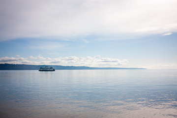 Puget Sound, WA - USA / 02/09/2020 Ferry Crossing From Mukelto to Clinton on Whidbey Island