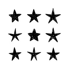 Obraz premium Hand drawn stars, doodle star collection