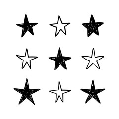 Hand drawn stars, doodle star collection