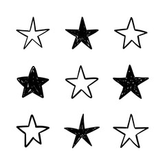 Hand drawn stars, doodle star collection