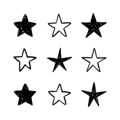 Obraz premium Hand drawn stars, doodle star collection