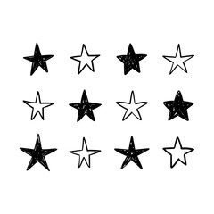 Hand drawn stars, doodle star collection