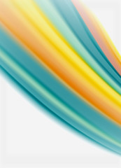 Wave lines abstract background, smooth silk design with rainbow style colors. Liquid fluid color waves. Vector Illustration