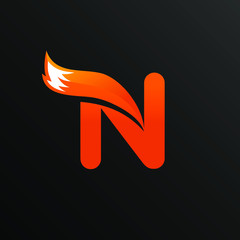 Initial Letter N with Fox Tail Logo Design