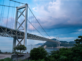 Fototapeta premium View of Kanmon Channel and Kanmon Bridge in JAPAN.