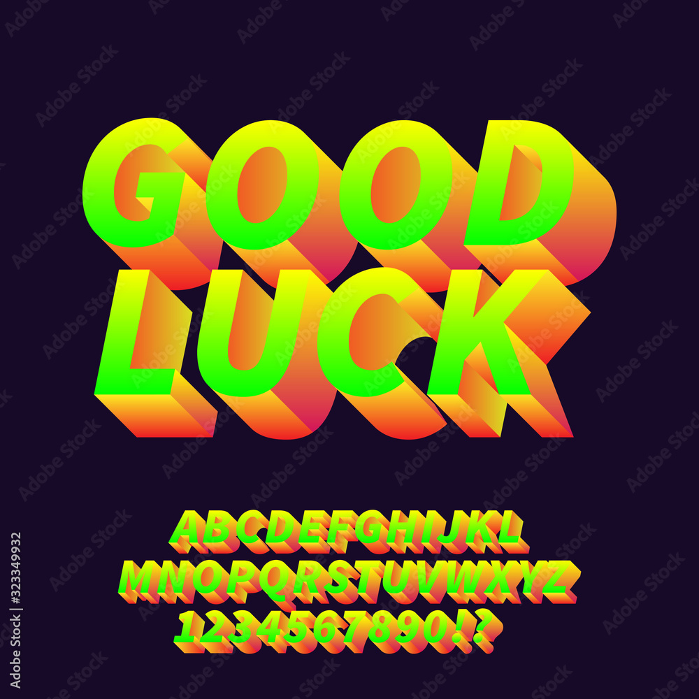 Sticker good luck gradient glossy alphabets