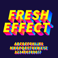 Fresh font effect gradient alphabets