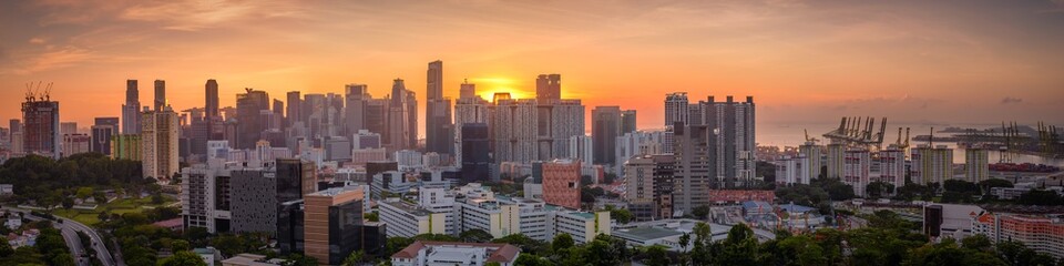 Fototapeta na wymiar Sunrise at Singapore central business district look from Jalan Bukit Merah Singapore 2018 