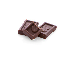 close up a chocolate bar isolated on white background