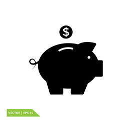 piggy bank icon vector logo template