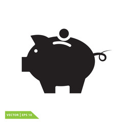 piggy bank icon vector logo template