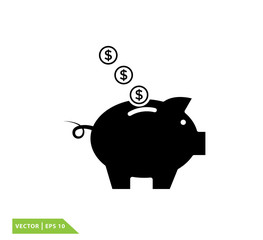 piggy bank icon vector logo template