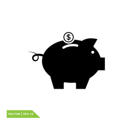 piggy bank icon vector logo template