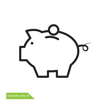 piggy bank icon vector logo template