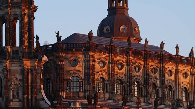 Dresden Germany 4K, Time lapse of the facade of the Zwinger while the sun goes down