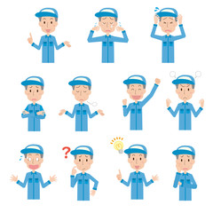 Fototapeta premium 作業者 作業員 シニア セット 高齢 男性 感情 ポーズ 上半身