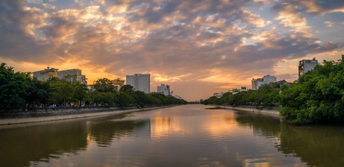 Awakening fast changing city, northern Vietnam, a developing city and country, fusion of local...