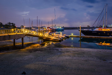Marina shallow water in an island of Indonesia boat stopping point