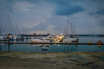 Marina shallow water in an island of Indonesia boat stopping point