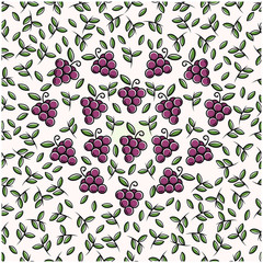 Grapes fruit flat with leaves vector background seamless pattern. Scalable and editable. Vector pattern for textile, print, fabric, backdrop, wallpaper, background.