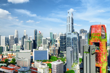Fototapeta na wymiar Amazing view of skyscrapers in downtown, Singapore